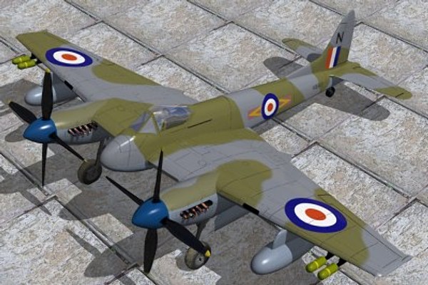 hornet haviland fighters 3d 3ds - De Haviland Hornet F3 by pbratt